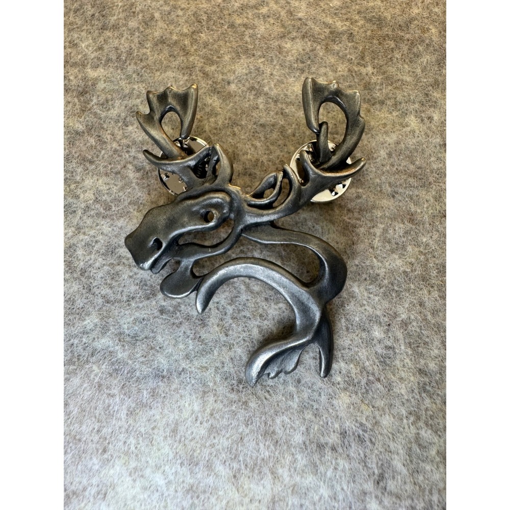 Vintage 2000 Pewter Moose Lapel Pin Brooch Pewter by Judy Gumm